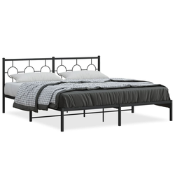 Metalni okvir za krevet s uzglavljem crni 180x200 cm