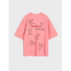 Sinsay - Pamučna majica sa printom na leđima - pastelno roze
