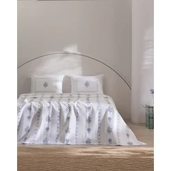 Madame Coco Set letnje posteljine Victoire, Jednokrevetni, Pique, Belo-plavi