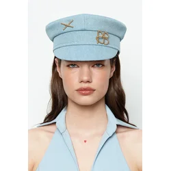 RUSLAN BAGINSKIY baretka s šiltom ženska jeans Denim Baker Boy Cap