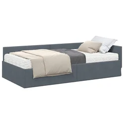 Kotni okvir postelje z matrico 2 kos Temno siva 90 x 200 cm