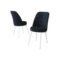 Hanah Home set trpezarijskih stolica Jaxe 2 kom, antracit tkanina Babyface, bele metalne noge