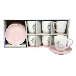 Sigma Set šolja za kafu RXG-N240728C, 200ml, Porcelan, 6 komada, Cvet-roze