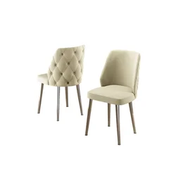 Hanah Home set trpezarijskih stolica Leja 6 kom, krem tkanina Babyface, hromirane metalne noge