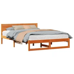 Vidaxl Konstrukcija postelje z vzglavjem Voskast rjav 150 x 200 cm