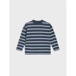 Sinsay - Pamučna loose majica dugih rukava na pruge - steel blue