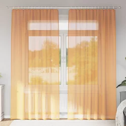 vidaXL Voile zavese z zanke 2 kosa oranžna 140x245 cm