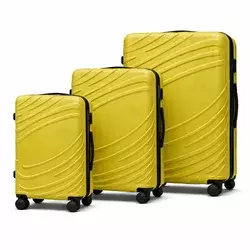Set kofera 3u1 u žutoj boji - talasasti reljefni dezen