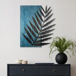 Hoja de Arte -1 - Blue, Black BlueBlack Decorative Wooden Wall Accessory