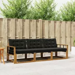 Set vanjskih sofa 3 kom. Prirodna i crna