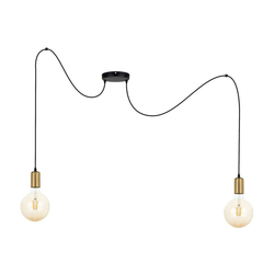 Luster na sajli MIROS 2xE27/60W/230V pauk crna/zlatna
