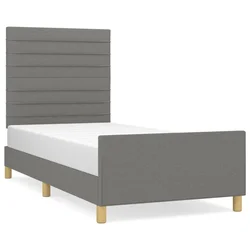 Vidaxl Posteljni okvir brez vzmetnice temno siv 90x200 cm blago