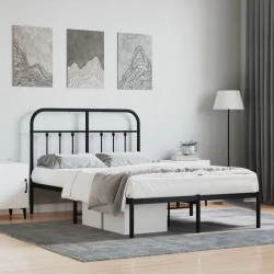 Metalni okvir za krevet s uzglavljem crni 120x200 cm