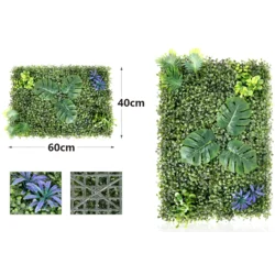 KMT Veštački zeleni zid sa monstera listovima, panel 40×60cm