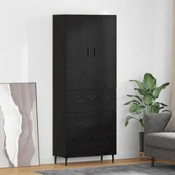Highboard s ladicama 2 pcs Crni hrast Inženjerska drva i staklo