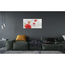 tulup.si Slika na steklu Jagode mleko 125x50 cm 2 obešalnika
