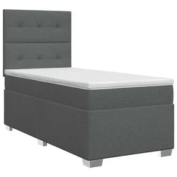 vidaXL Postelja boxspring z vzmetnico Temno siva 80 x 200 cm Blago