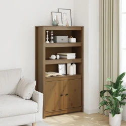 vidaXL Visoka omara medeno rjava 80x35x154 cm trdna borovina