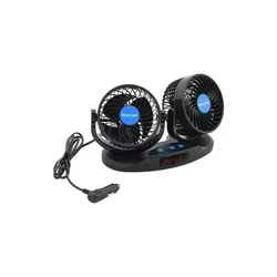 Ventilator za instrumentnu tablu automobila sa termometrom 9W/12V, crni