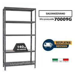 Polica metal-metal 187x100x40cm, 5x140kg Galva