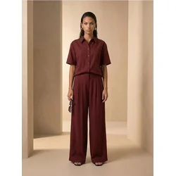 Sinsay - Wide leg pantalone sa viskozom - Bakar