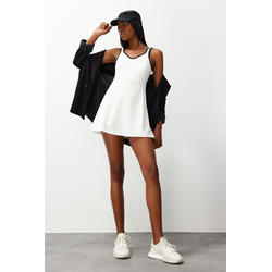 Trendyol White Piping Detail 2 Layered Tennis Knitted Sports Dress With Shorts