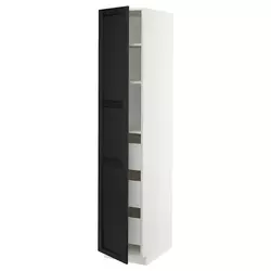 METOD / MAXIMERA Visoki element s fiokama, bela/Lerhyttan crno bajcovano, 40x60x200 cm