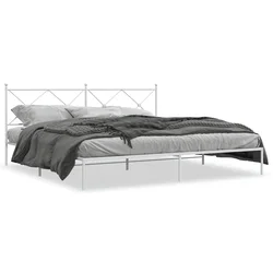 Vidaxl Kovinski posteljni okvir z vzglavjem bel 193x203 cm