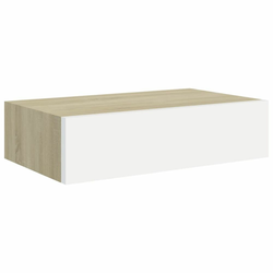 Zidna polica s ladicama hrast i bijela 40x23,5x10 cm MDF