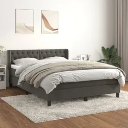 Greatstore Box spring posteljni z vzmetnico temno siv 140x190 cm žamet