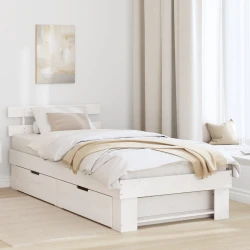 vidaXL Konstrukcija postelje Bela 75 x 190 cm Masivno borovo les