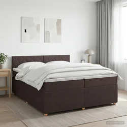 Vidaxl Postelja boxspring z vzmetnico Temno rjava 200 x 200 cm Blago