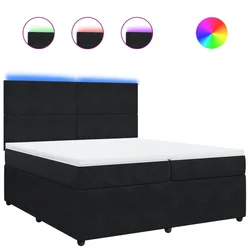 Vidaxl Box spring postelja z vzmetnico črna 200x200 cm žamet