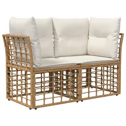 Vanjski loveseat 2 pcs Prirodna i krema bijela poliratan