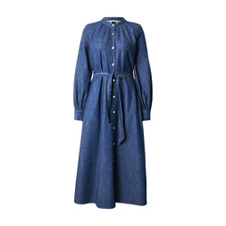 TOMMY HILFIGER Dolga srajca temno modra