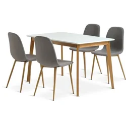 JEGIND D130 sto bela + 4 JONSTRUP stolice siva/hrast
