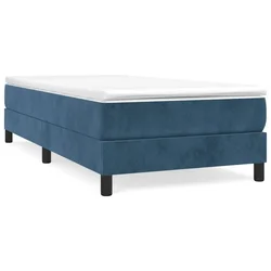 Vidaxl Posteljni okvir z vzmetmi temno moder 90x200 cm žamet