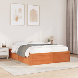 vidaXL Posteljni okvir voščeno rjav 140x190 cm trdna borovina
