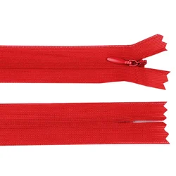 Skrita spiralna zadrga št. 3 dolžina 65 cm dederon - rdeča
