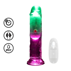RealRock LED Vibrating Model 15 cm Transparent - Intimate Wellness Device REA202TRA