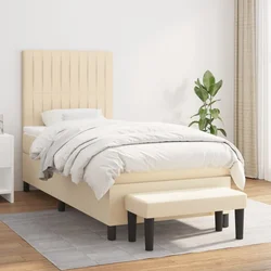 Box spring postelja z vzmetnico krem 100x200 cm blago