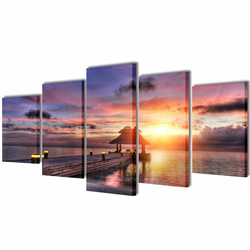 VIDAXL set platen s printom plaže s paviljonom (200x100cm)