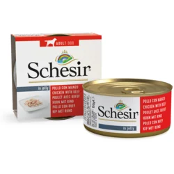 SCHESIR Vlažna hrana za pse piletina&govedina u želeu 150g