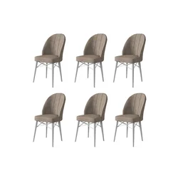 Hanah Home Set 6 trpezarijskih stolica Ritim Kapućino-Beli