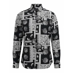 Radwa Srajca Mens Viscose multicolor pattern shirt pegasto črna