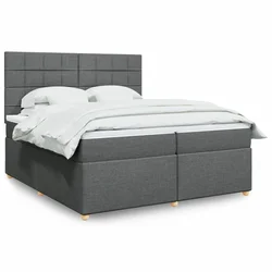 vidaXL Box spring postelja z vzmetnico temno siva 200x200 cm blago