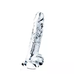 LOVETOY Prozirni dildo s testisima Flawless, 17 cm