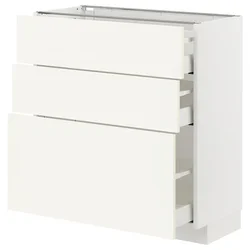 METOD / MAXIMERA Podni element s 3 fioke, bela/Vallstena bela, 80x37 cm