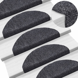 Prostirke za stepenice, samoljepljive, 10 kom., 65x21x4 cm, tamno sive, poluokrugle, velike
