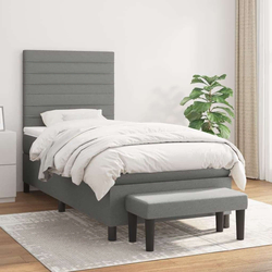 shumee Box spring postelja z vzmetnico temno siva 90x200 cm blago
